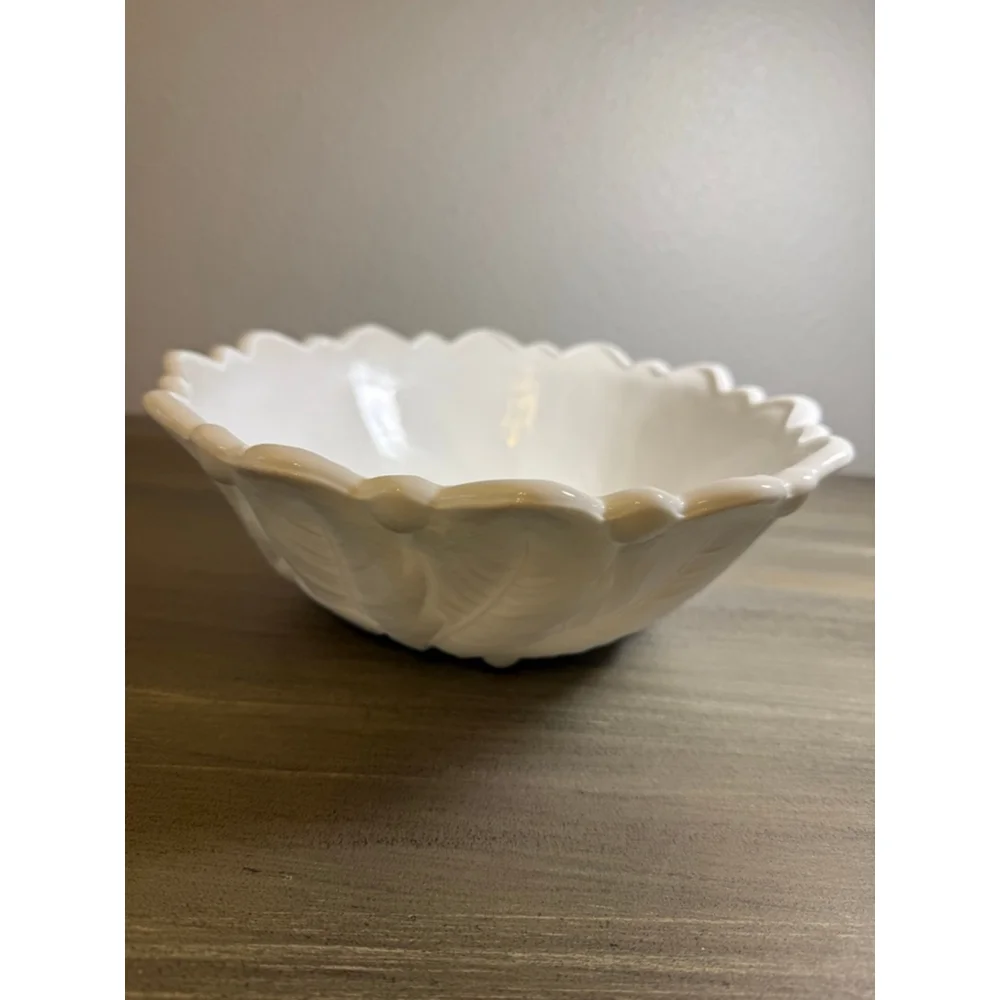 vintage Indiana Glass Wild Rose milk glass footed bowl Cottagecore